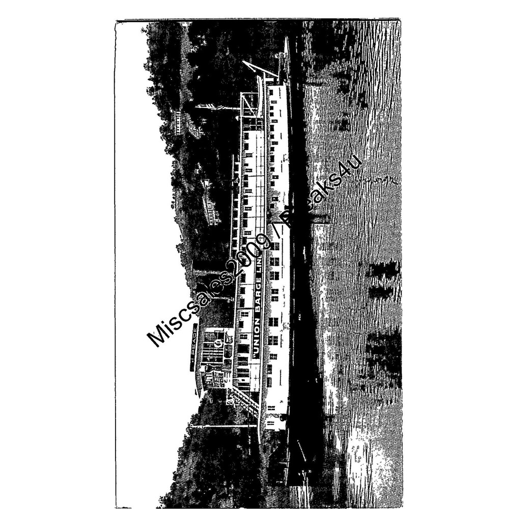 Unused Postcard 1934 Towboat Peace Union Barge Line Pittsburgh PA Black White